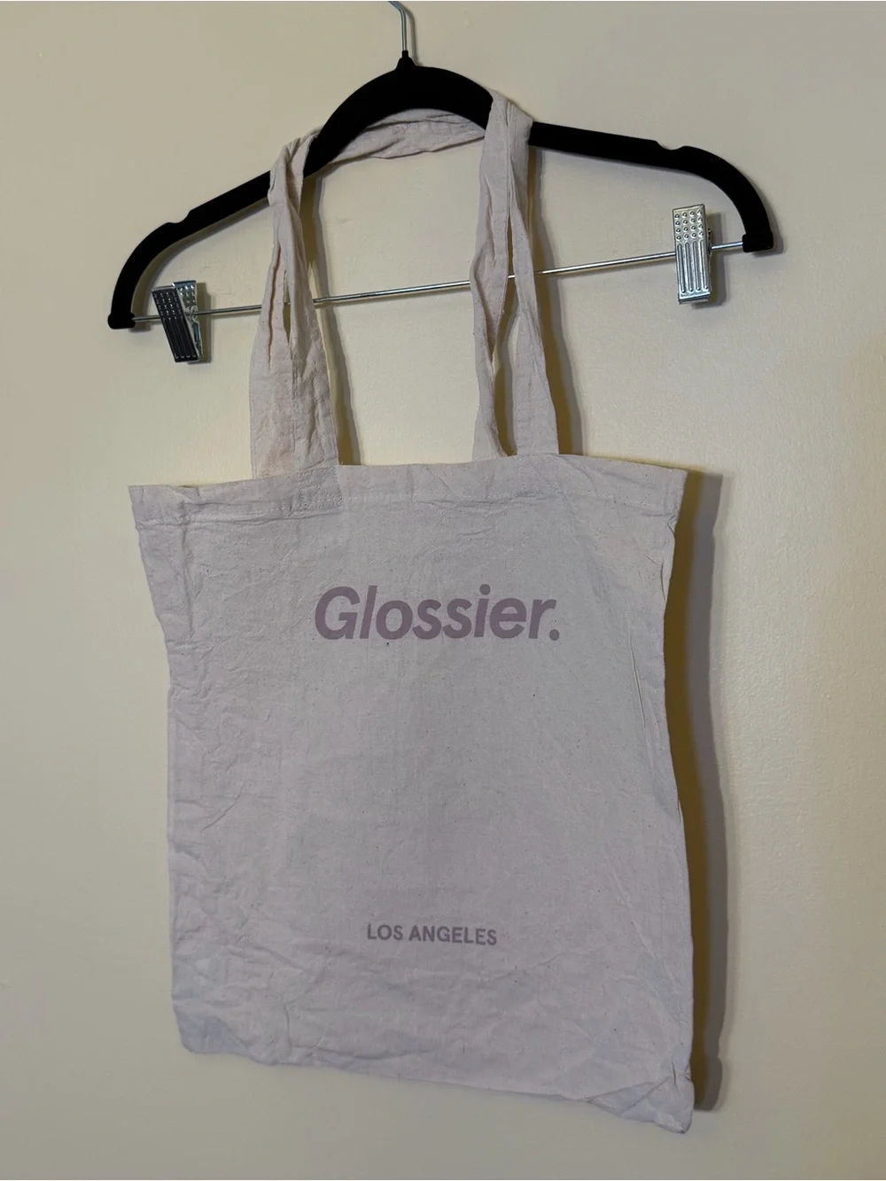 Glossier Los Angeles LA Canvas Tote Bag Purple Print 15